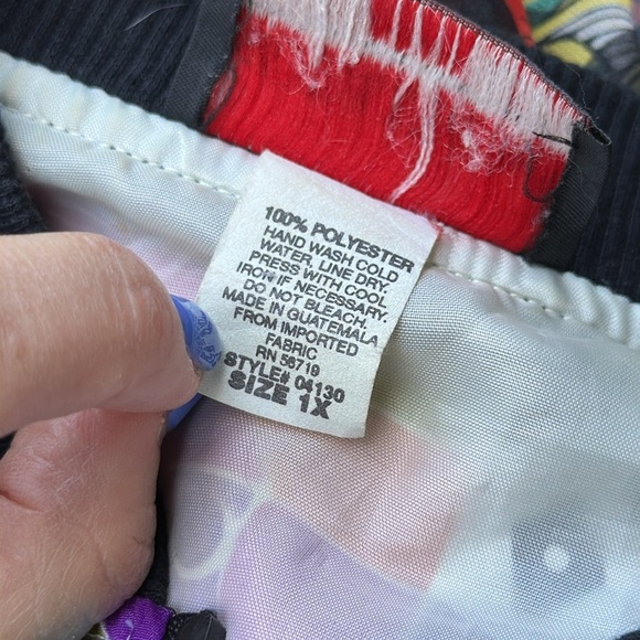 Vintage notations windbreaker jacket, 80s bright colors, purple pink fun 1X - Picture 9 of 9
